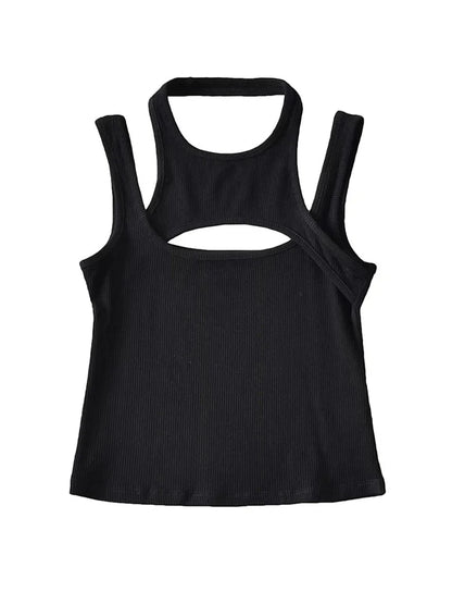Asymmetrical Hollow Out Knitted Corset Crop Top