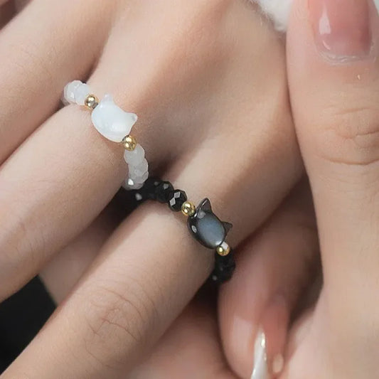Natural Minimalist Fidget Handmade Cute Black White Party Accessories Jewelry Ring